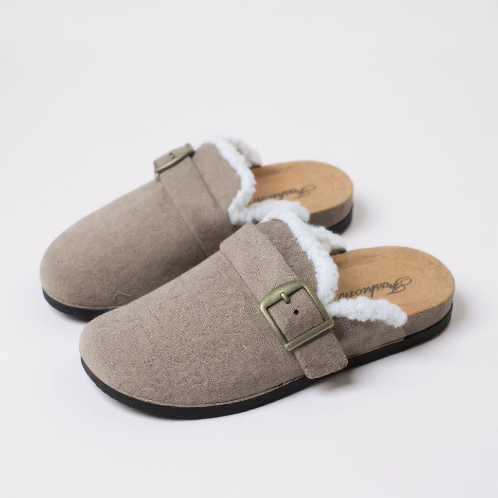 Clogs Fourrure Gris